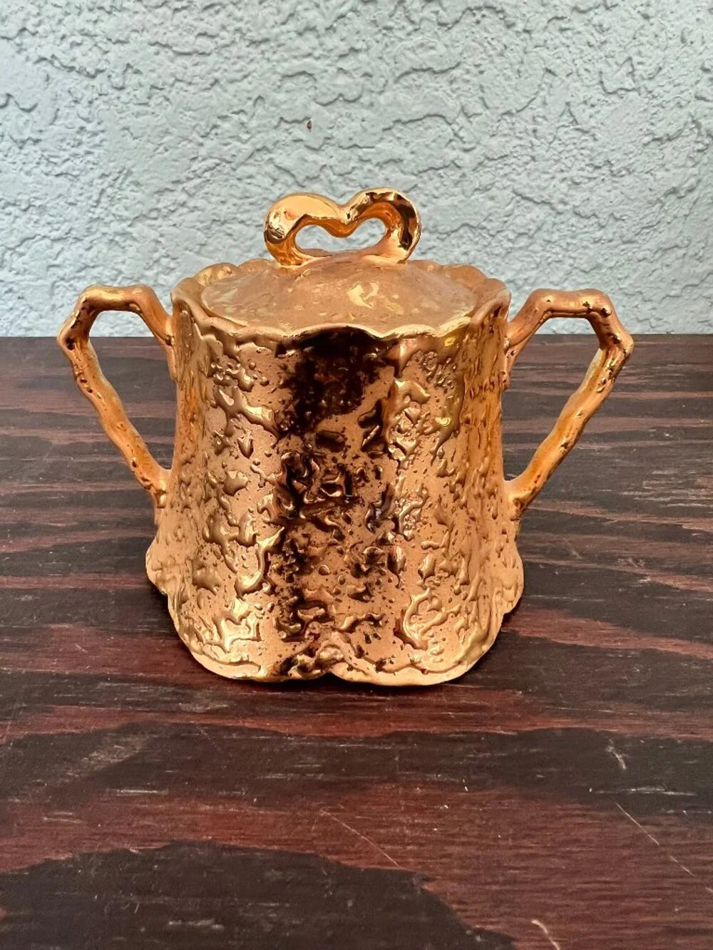 * MINT* Vintage Holley Ross Weeping 22K Gold Tea Set: Teapot, Creamer & Sugar